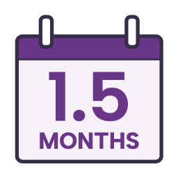 1 and a half months calendar icon.