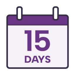 15 days calendar icon.