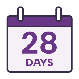 28 days calendar icon.