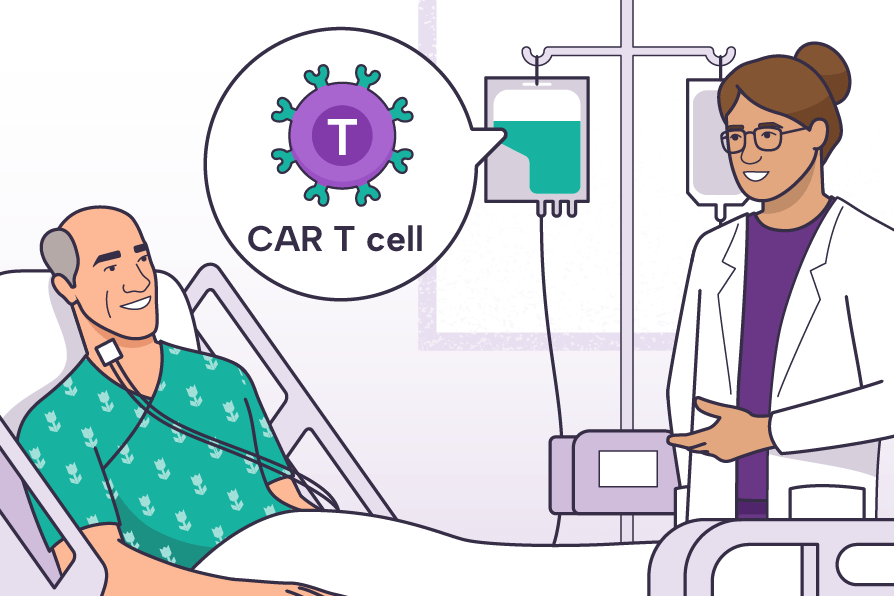 Patient receiving millions of CAR T cells by infusion.