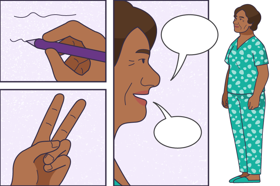 Patient conducting simple task checks with supervision from treatment team.